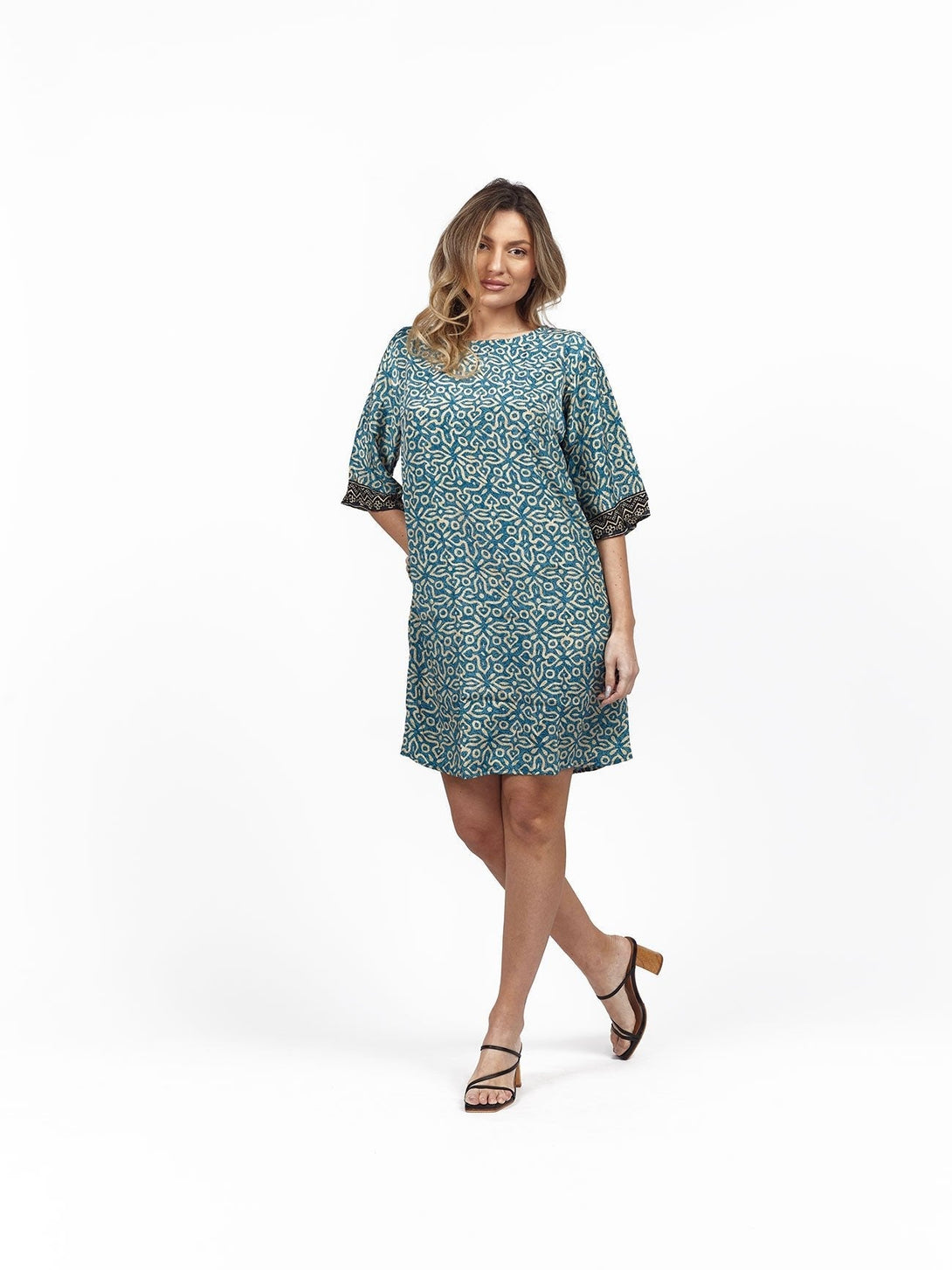 Vestito corto in seta Tracy - celeste - Bijondo