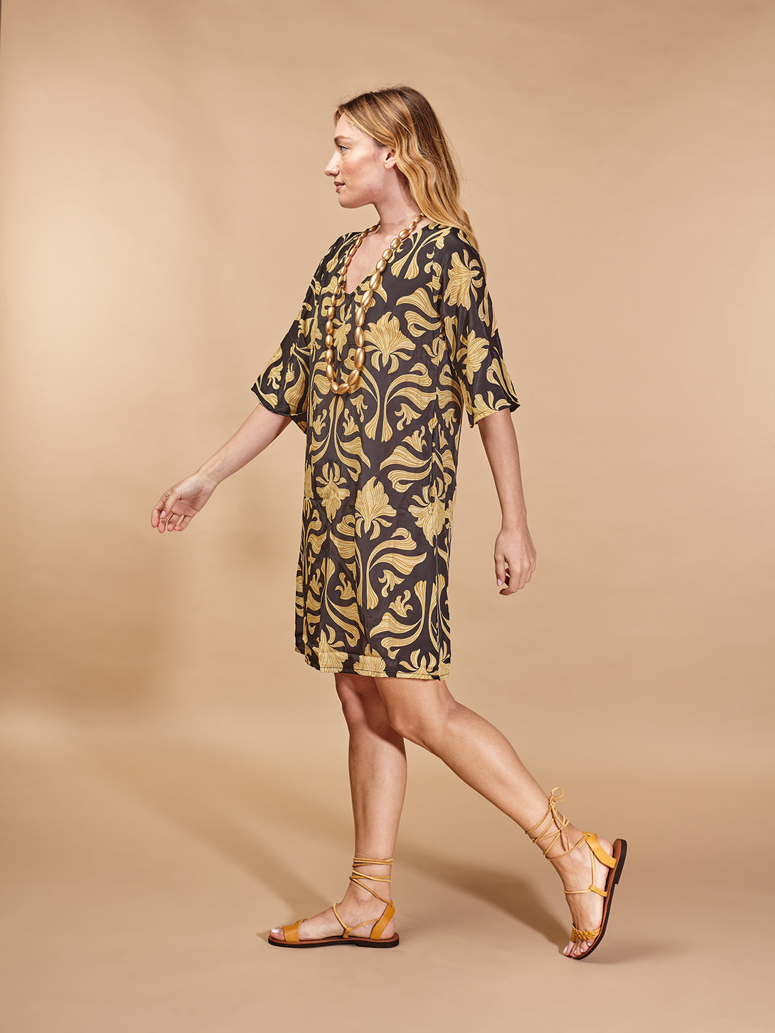 Vestito corto in seta Tracy laminato-Vestito-WhyY-Bijondo