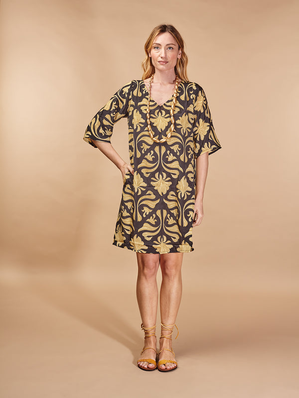 Vestito corto in seta Tracy laminato-Vestito-WhyY-Nero-S-Bijondo