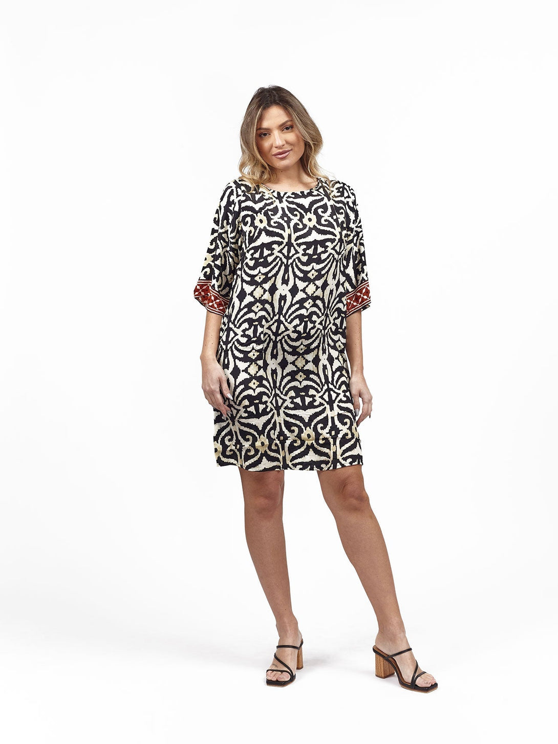 Vestito corto in seta Tracy - nero avorio - Bijondo