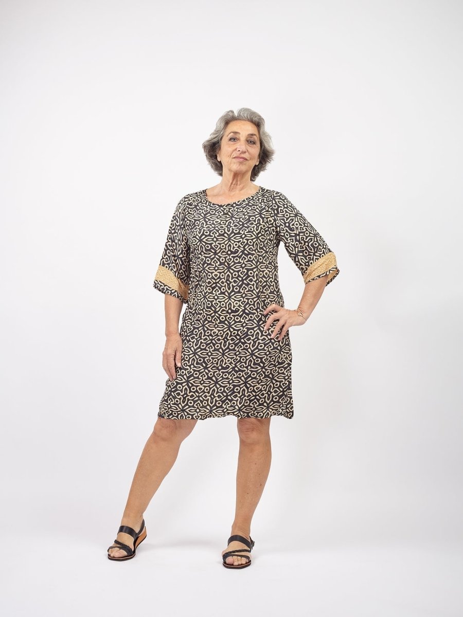 Vestito corto in seta Tracy - nero boho - Bijondo