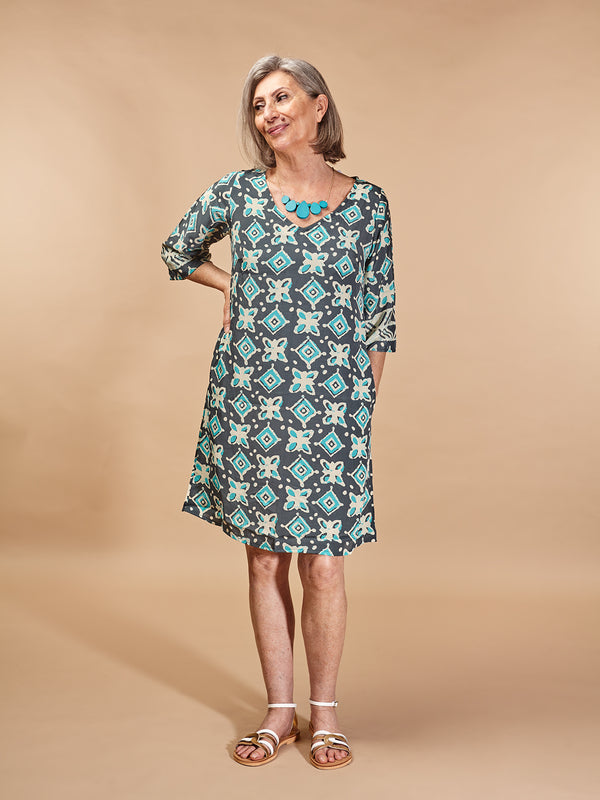 Vestito corto in seta Tracy, scollo a V-Vestito-WhyY-Celeste-S-Bijondo