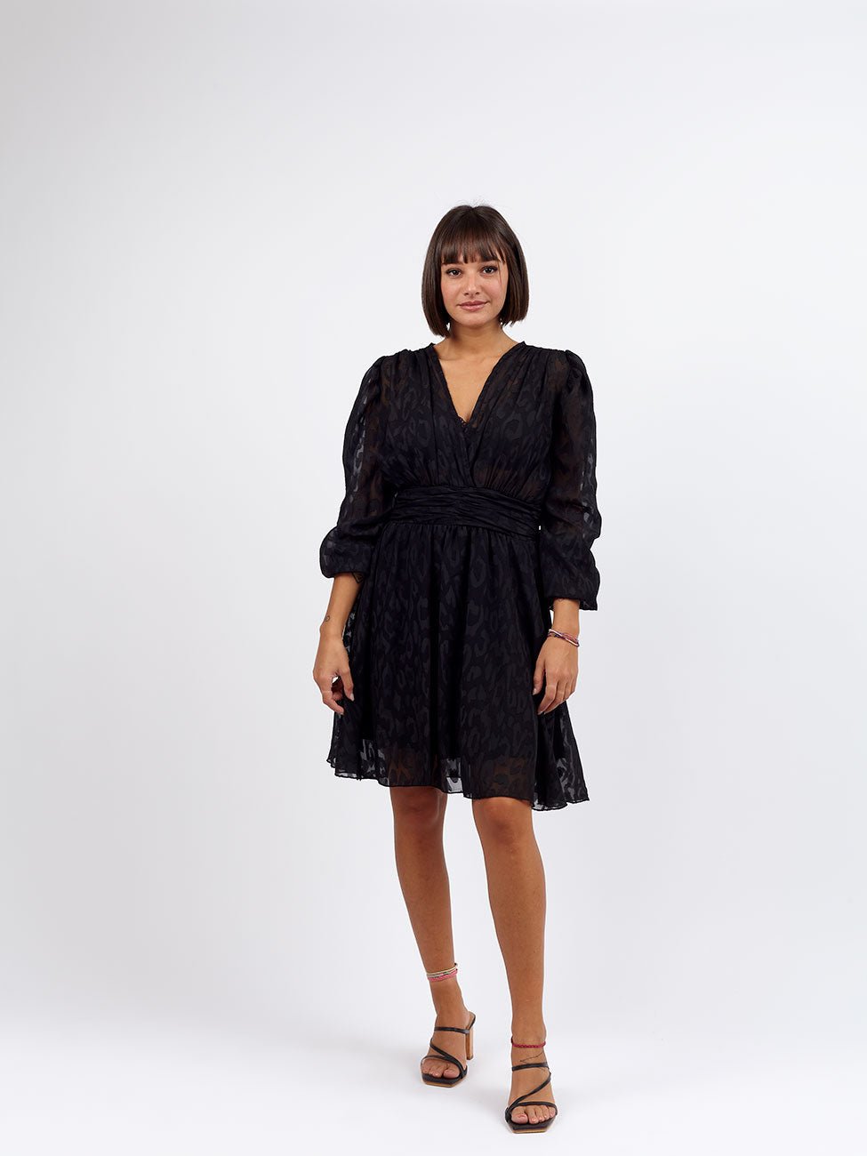 Vestito corto maculato Devore - nero - Bijondo