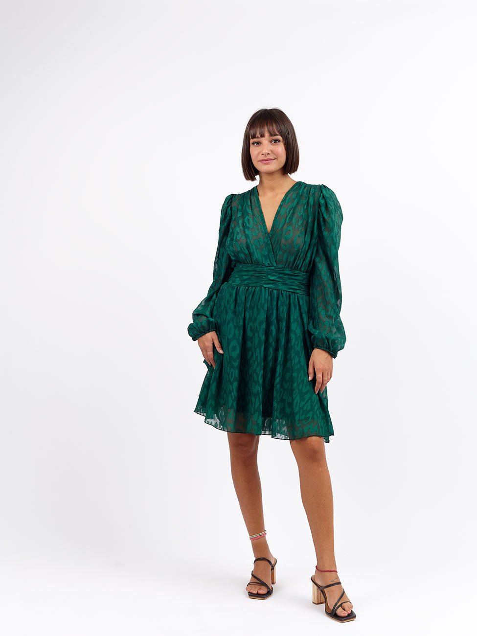 Vestito corto maculato Devore - verde - Bijondo