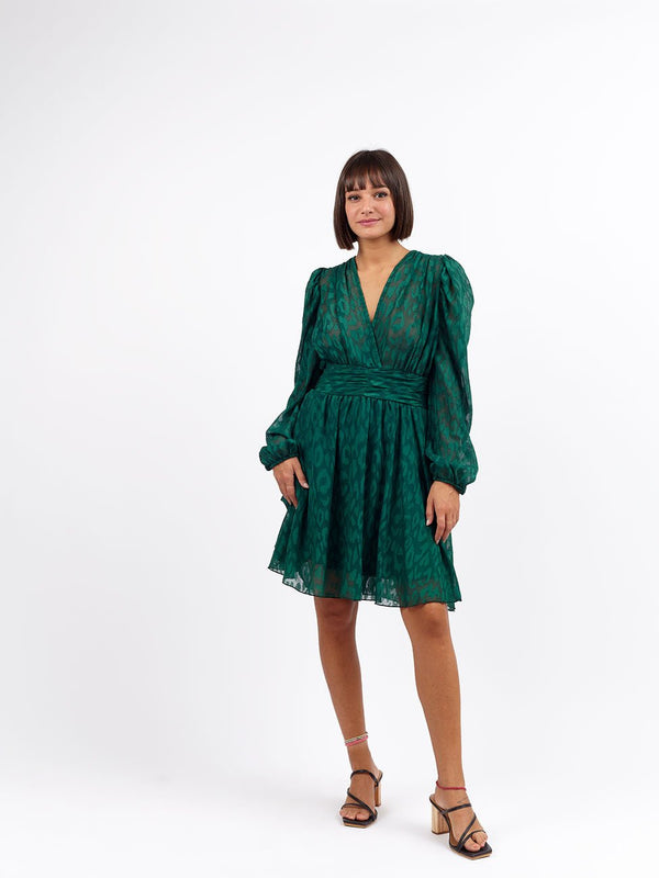 Vestito corto maculato Devore - verde - Bijondo