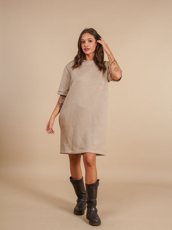 Vestito corto neoprene tinta unita Chrissy-vestito corto-Bijondo-Bijondo