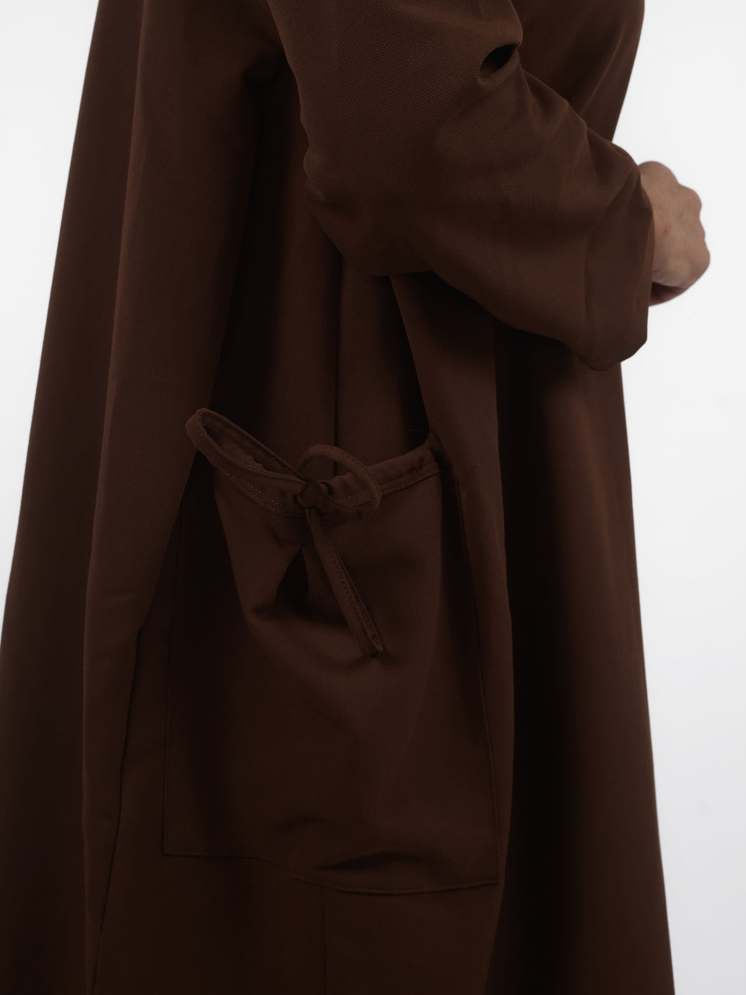 Vestito corto over tasche con fiocchetti Natalie-marrone-taglia unica-Bijondo