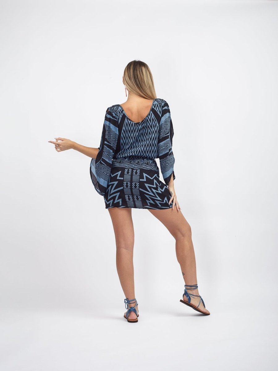 Vestito corto rayon Ava con cintura - boho - Bijondo