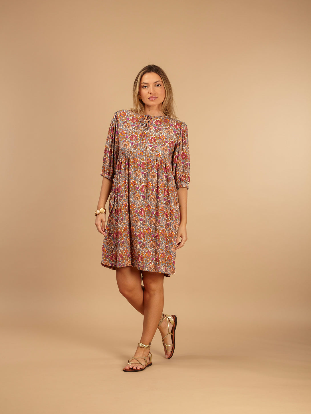 Vestito corto rayon Janice-vestito-Bijondo-Beige-XS-S-Bijondo