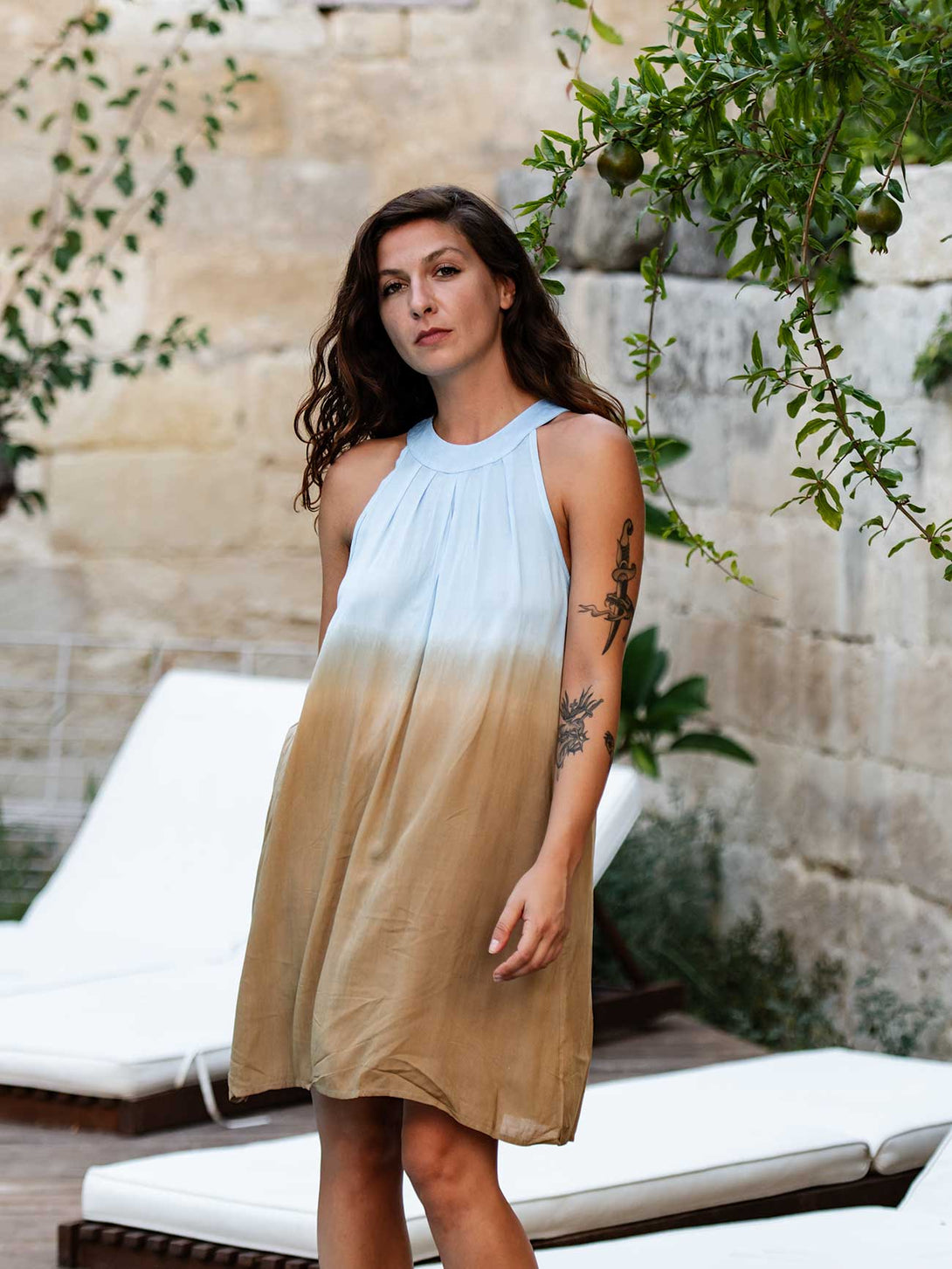 Vestito corto rayon Maeve-Vestito-Bijondo-Cappuccino-taglia unica-Bijondo