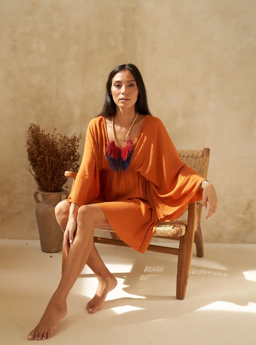 Vestito corto rayon Willow - arancione - Bijondo