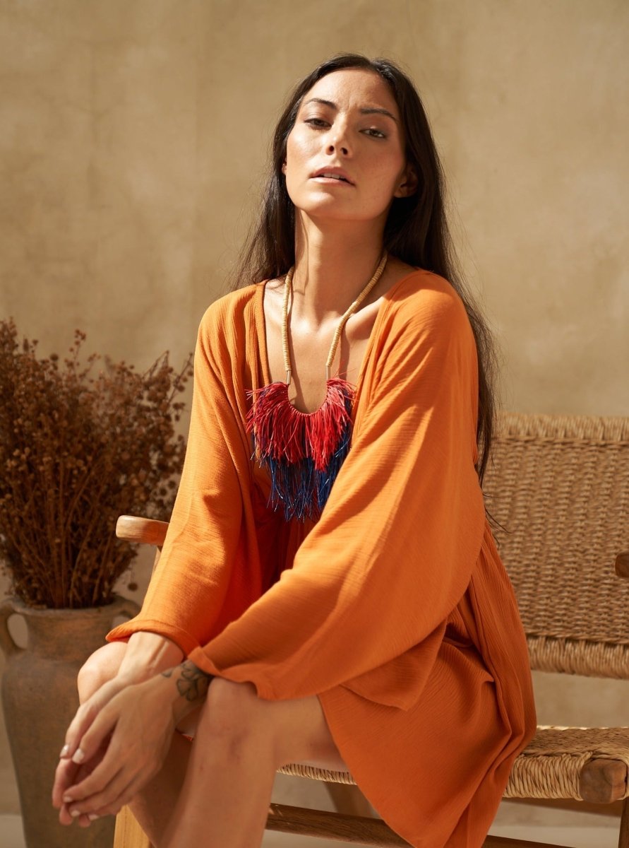 Vestito corto rayon Willow - arancione - Bijondo