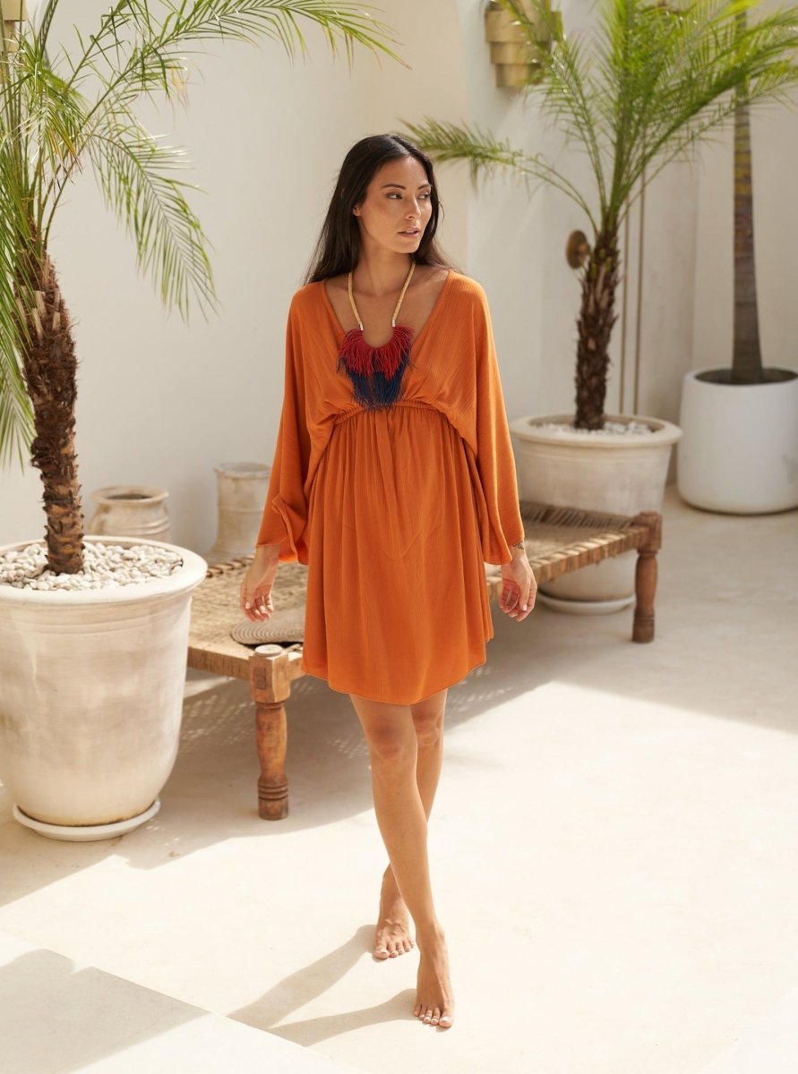 Vestito corto rayon Willow - cappuccino - Bijondo