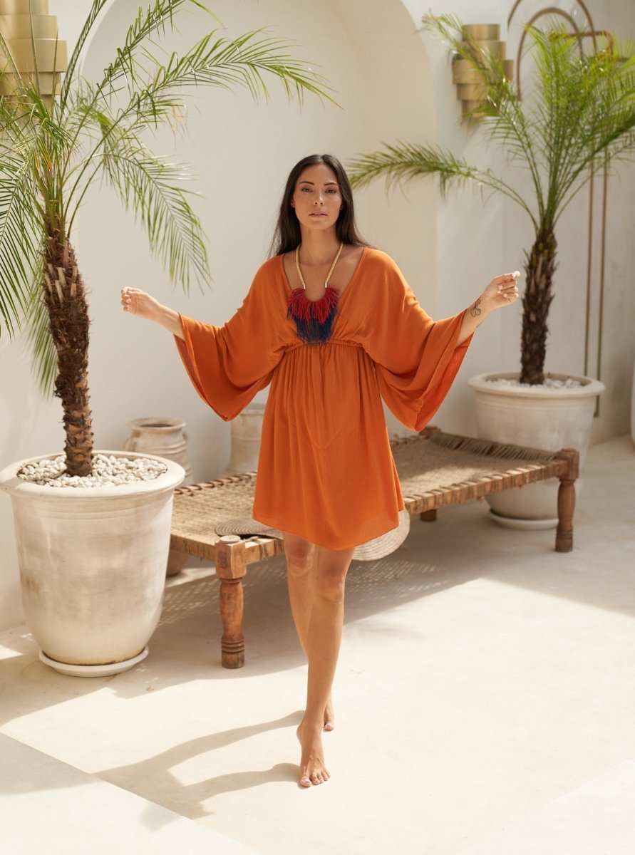 Vestito corto rayon Willow - arancione - Bijondo