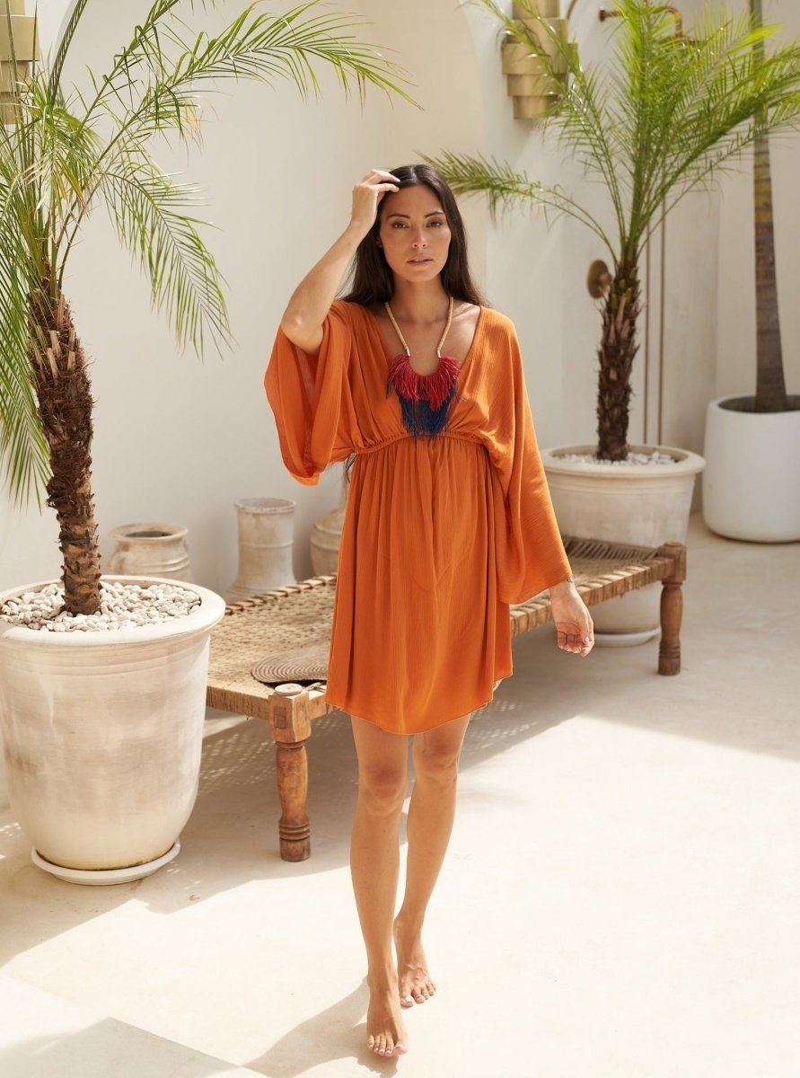 Vestito corto rayon Willow - arancione - Bijondo