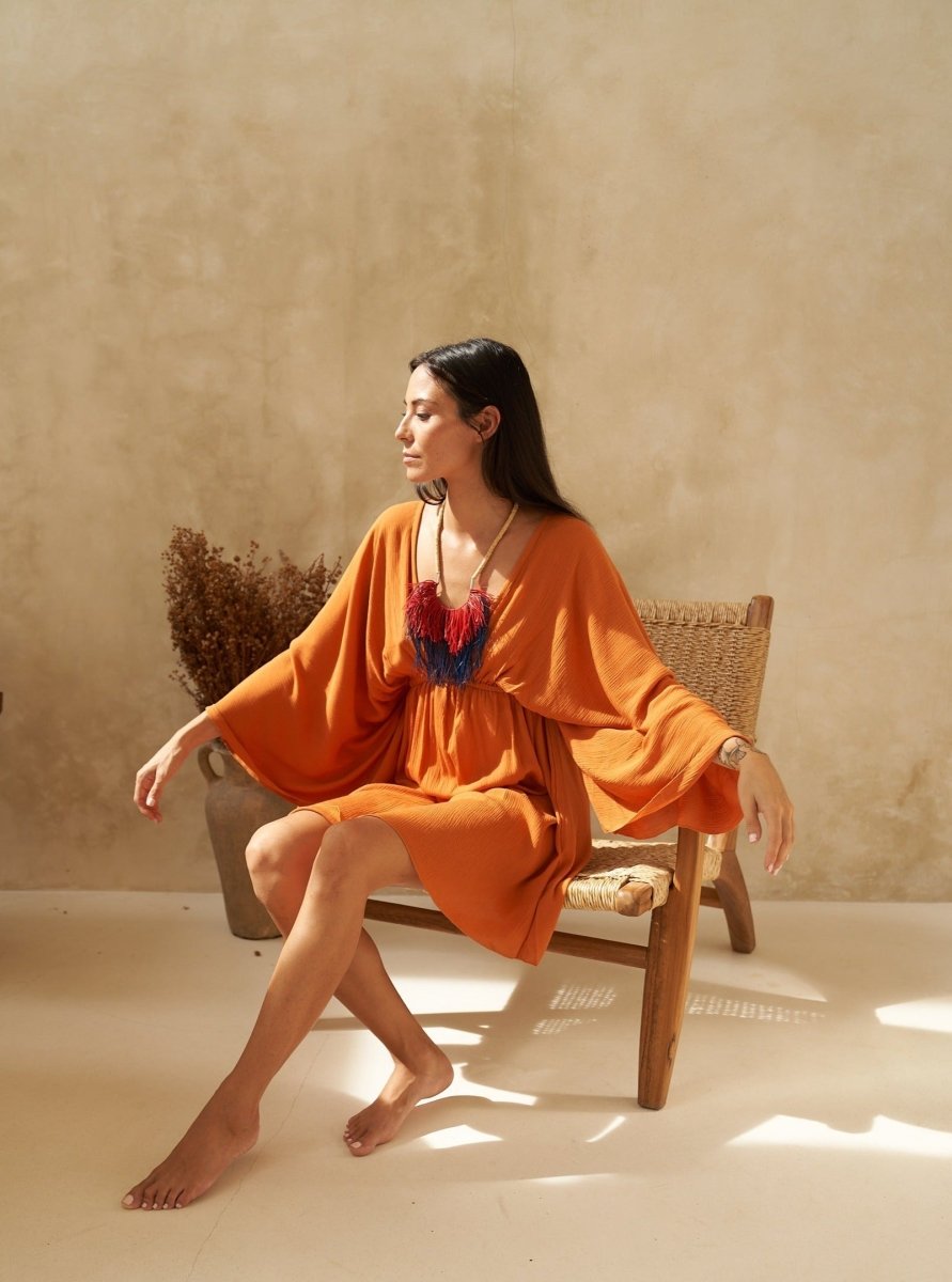 Vestito corto rayon Willow - arancione - Bijondo
