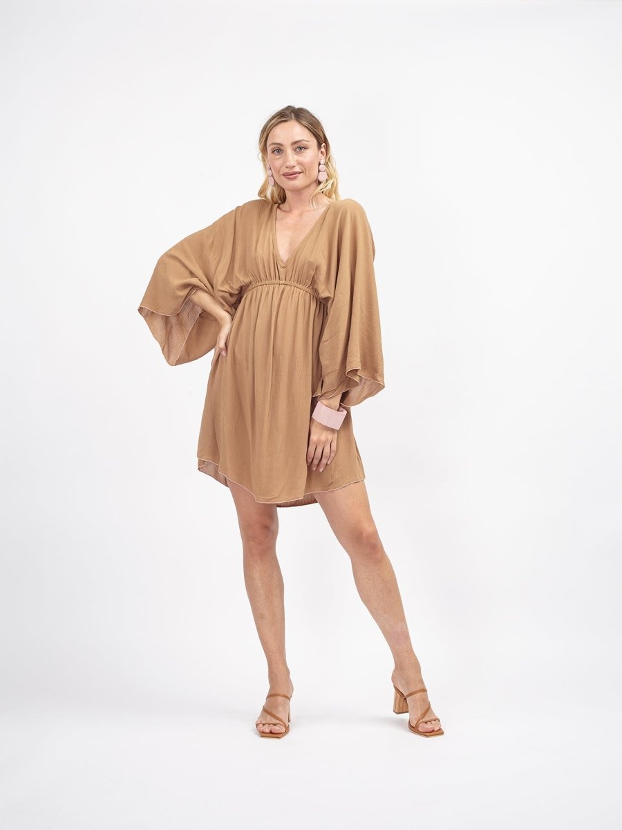 Vestito corto rayon Willow - cappuccino - Bijondo