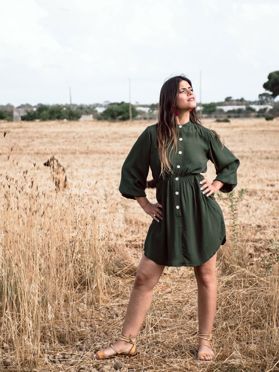 Vestito corto rayon con bottoni Noemi - bianco - Bijondo