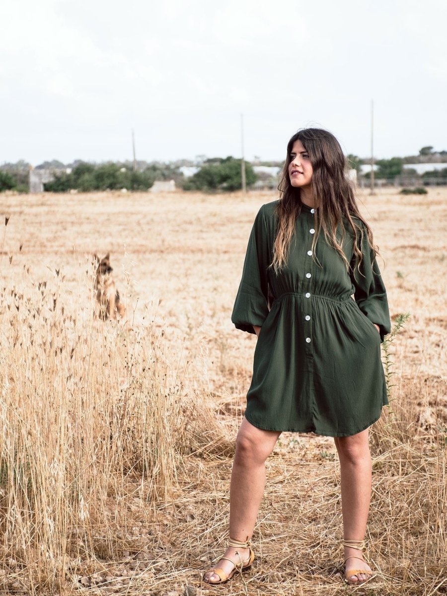 Vestito corto rayon con bottoni Noemi - bianco - Bijondo