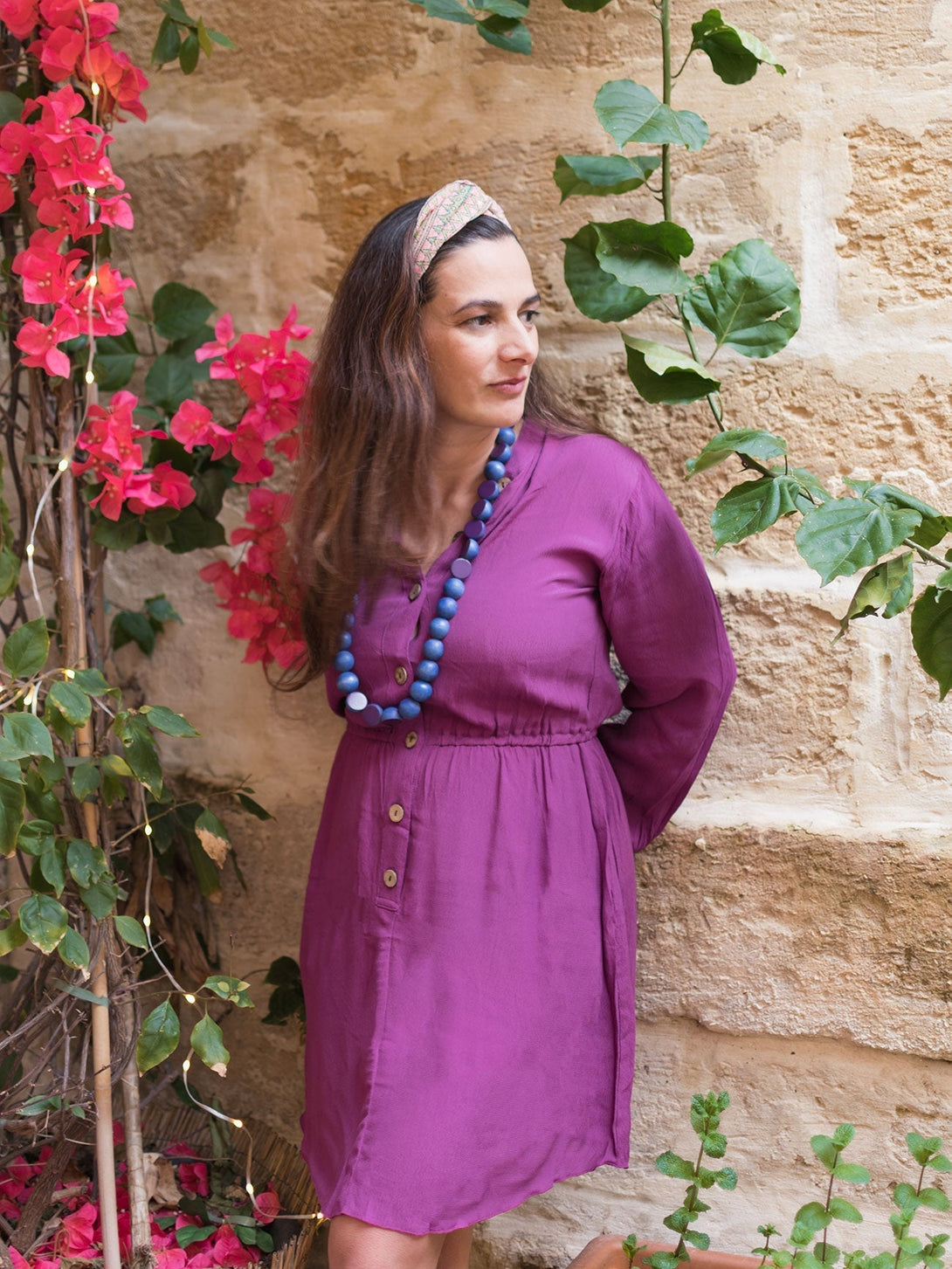 Vestito corto rayon con bottoni Noemi - bianco - Bijondo