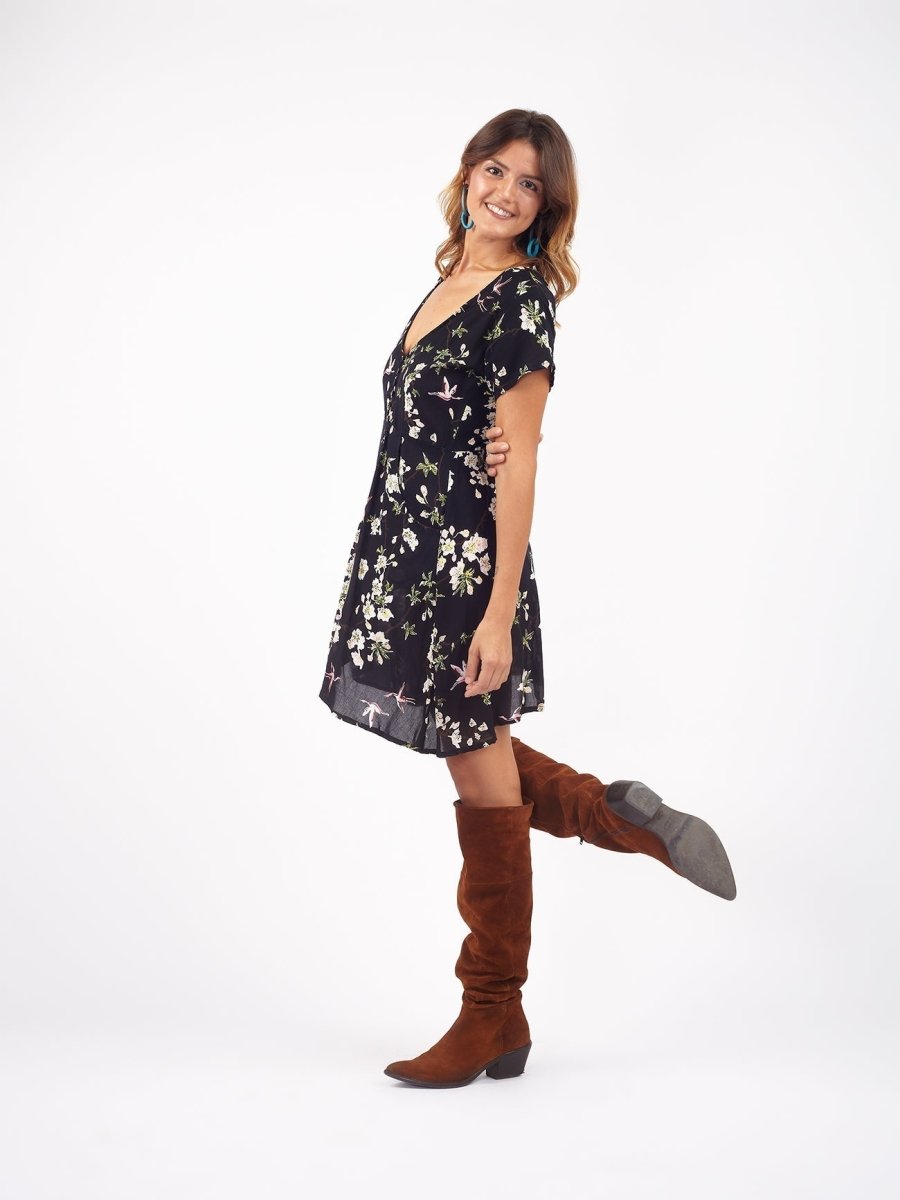 Vestito corto rayon con tasche e bottoni Bathsheba - arancione - Bijondo