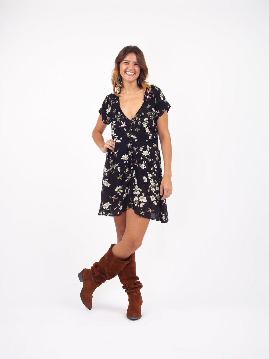 Vestito corto rayon con tasche e bottoni Bathsheba - arancione - Bijondo