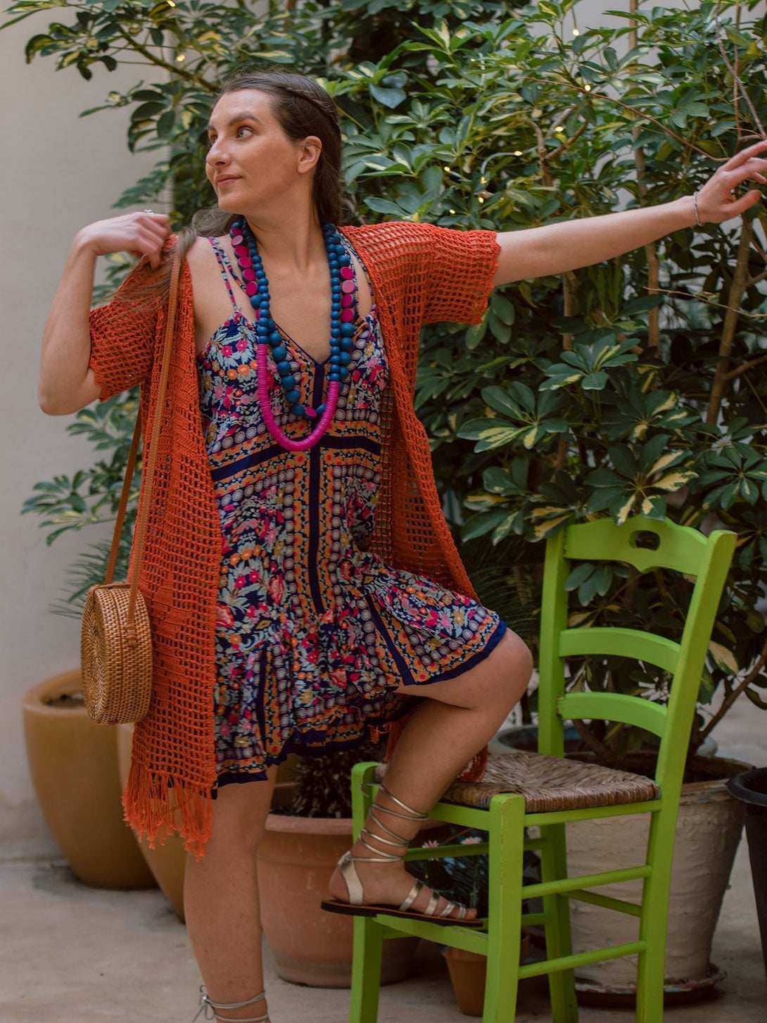 Vestito corto rayon scollo regolabile Garin - blu - Bijondo