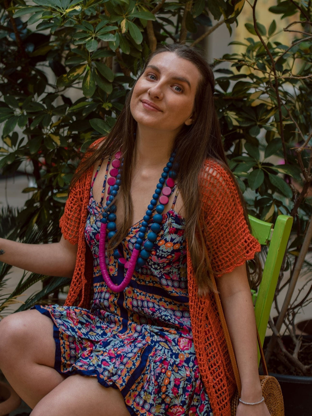 Vestito corto rayon scollo regolabile Garin - blu - Bijondo