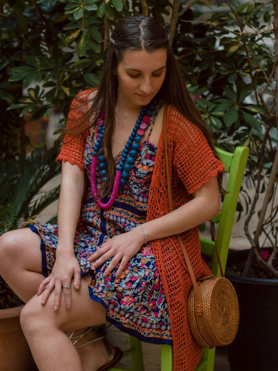 Vestito corto rayon scollo regolabile Garin - blu - Bijondo