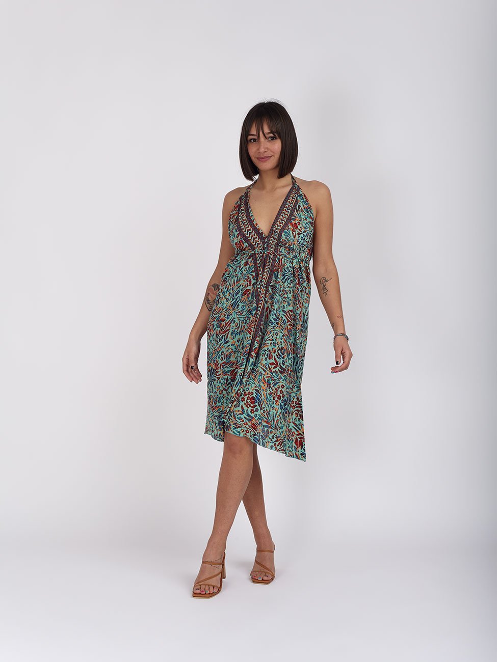 Vestito Nina corto - turchese - Bijondo