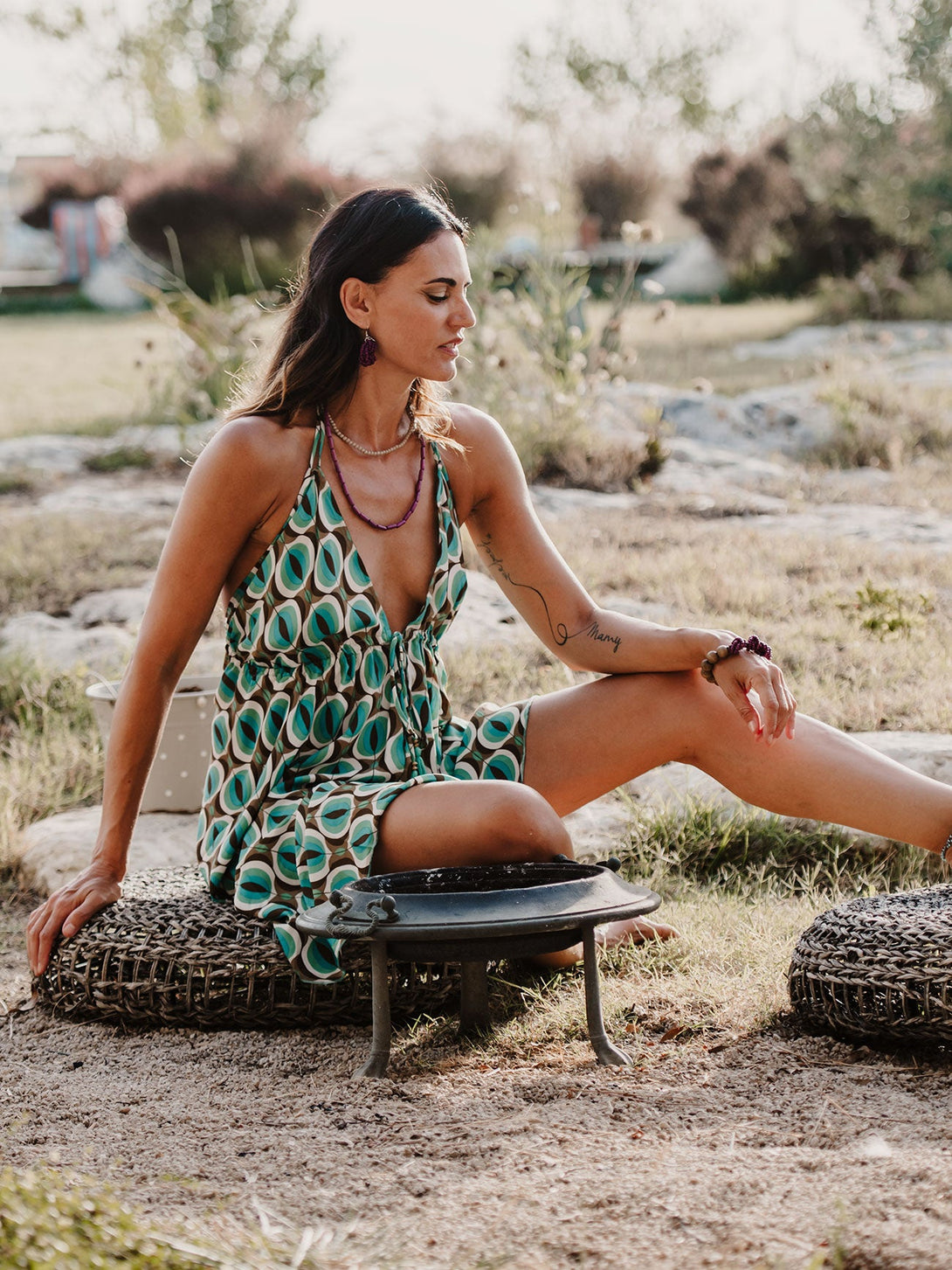 Vestito corto seta open back Simona-arancione-taglia unica-Bijondo