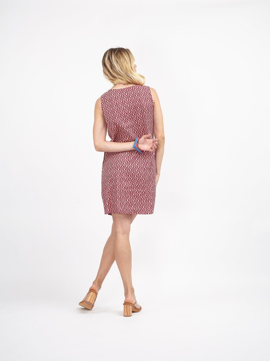 Vestito corto smanicato in cotone Karin - rosso - Bijondo