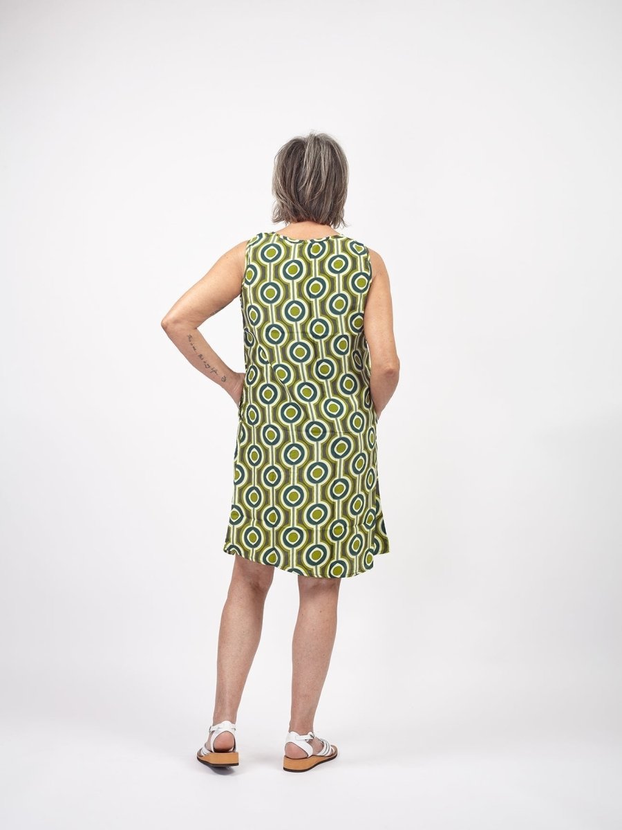 Vestito corto smanicato in seta Alice - verde - Bijondo