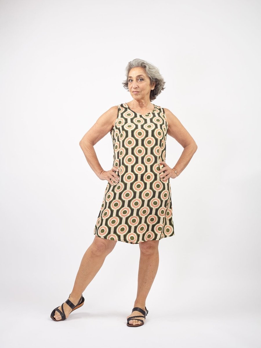 Vestito corto smanicato in seta Alice - pesca - Bijondo