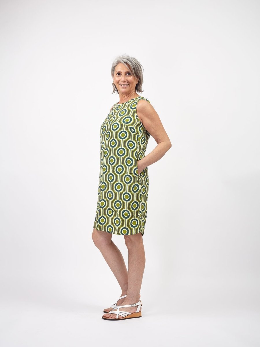 Vestito corto smanicato in seta Alice - verde - Bijondo