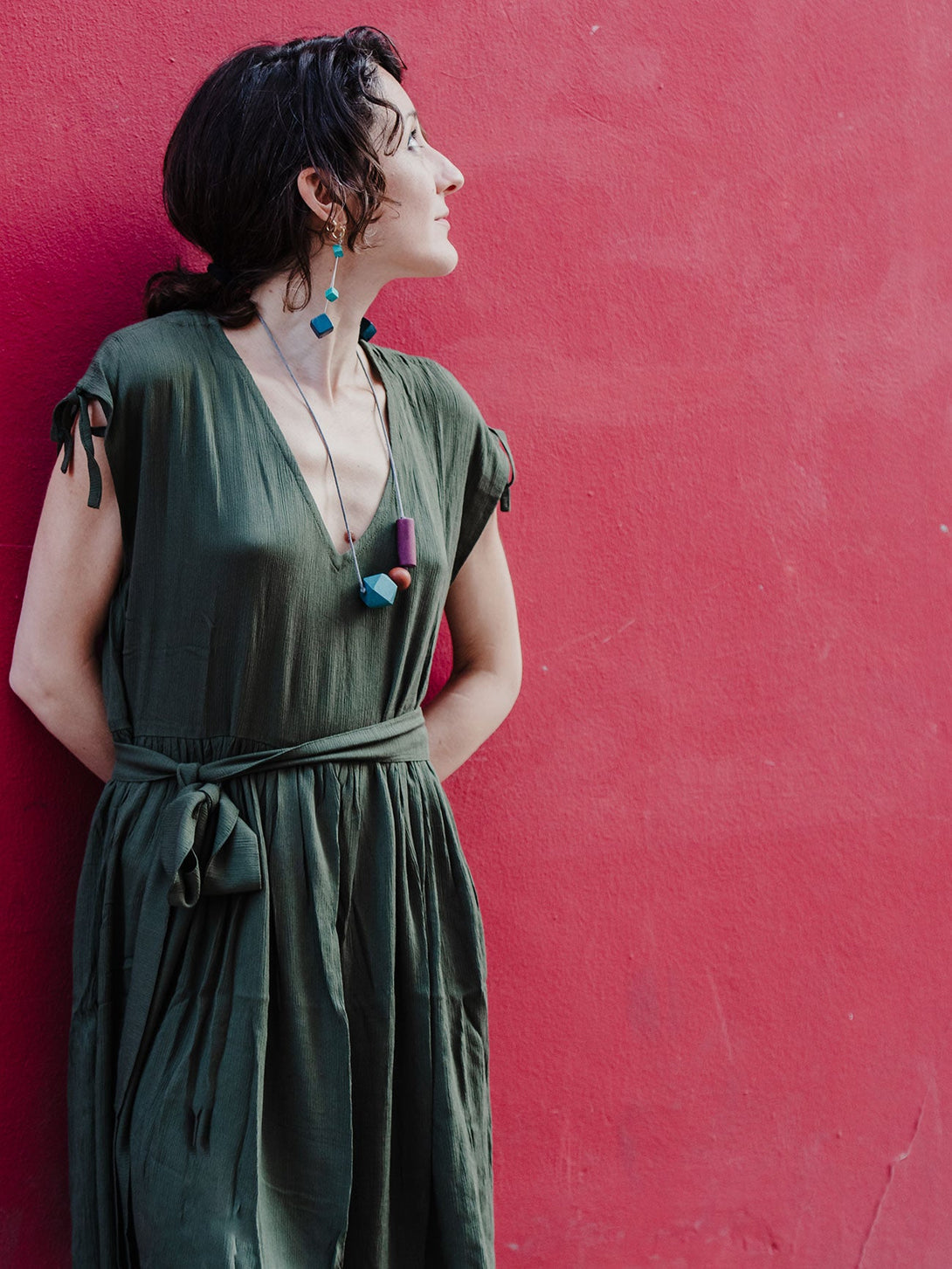 Vestito corto spallina regolabile Dolly-verde-S-M-Bijondo