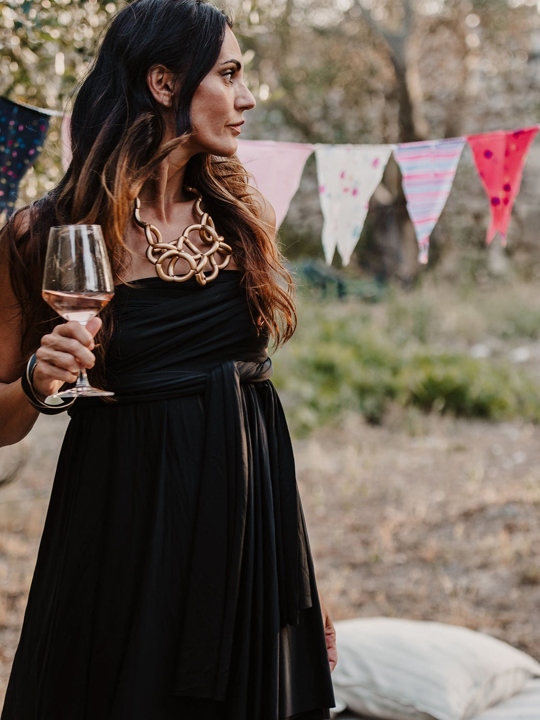 Vestito corto trasformabile Ayunita Infinity-nero-taglia unica-Bijondo