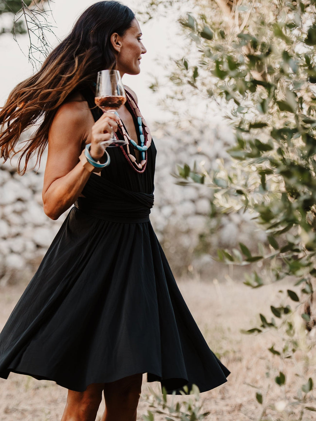 Vestito corto trasformabile Ayunita Infinity-nero-taglia unica-Bijondo