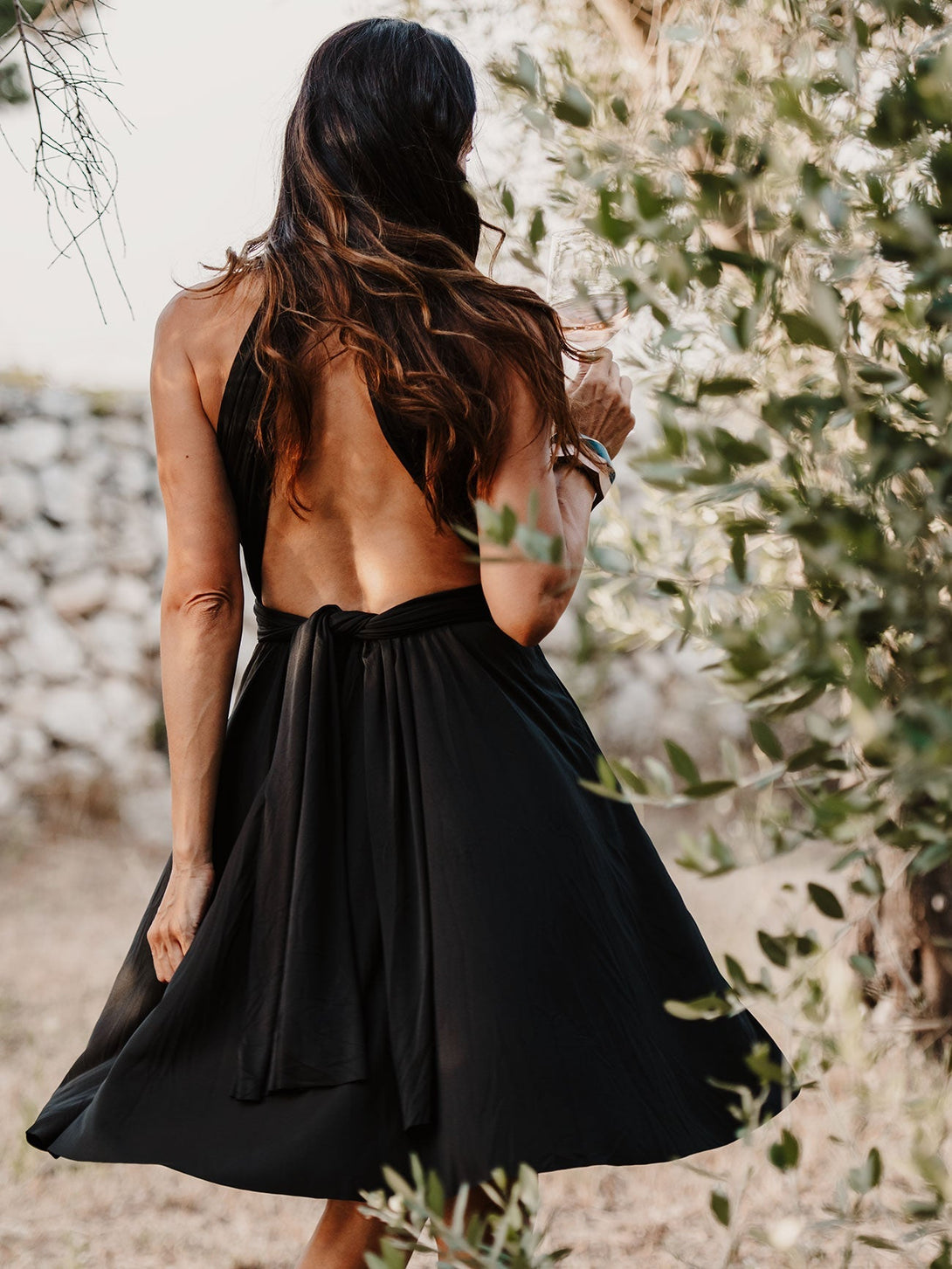 Vestito corto trasformabile Ayunita Infinity-nero-taglia unica-Bijondo