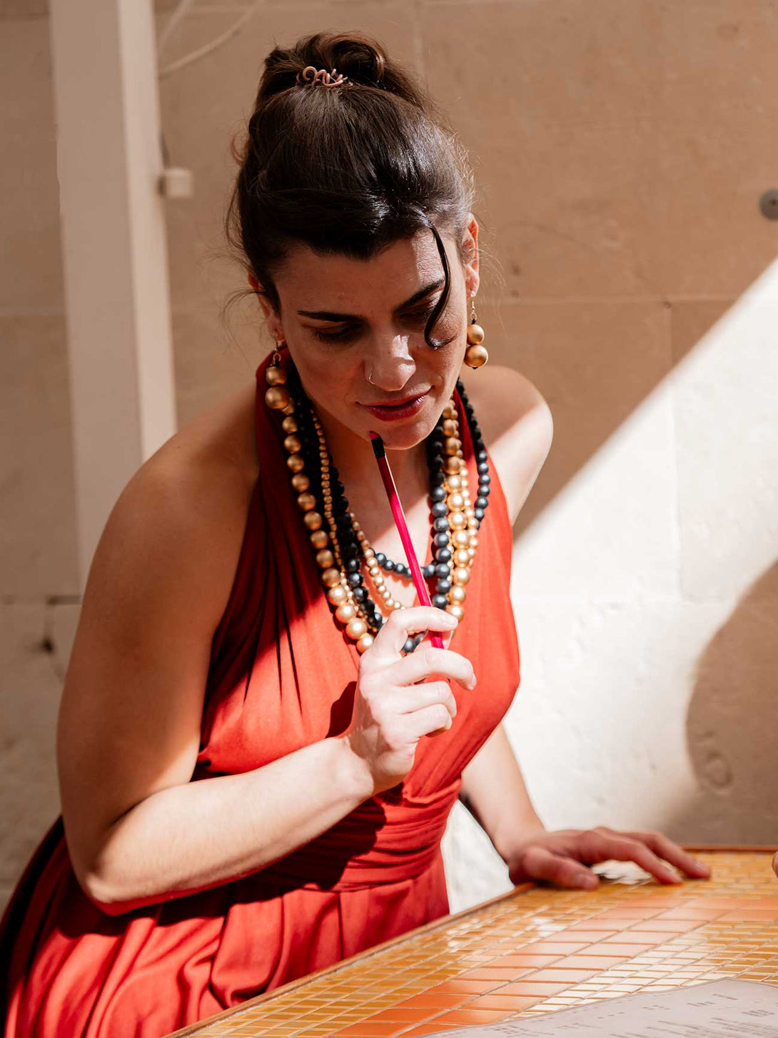 Vestito corto trasformabile Ayunita Infinity-Vestito-Bijondo-Terra-taglia unica-Bijondo