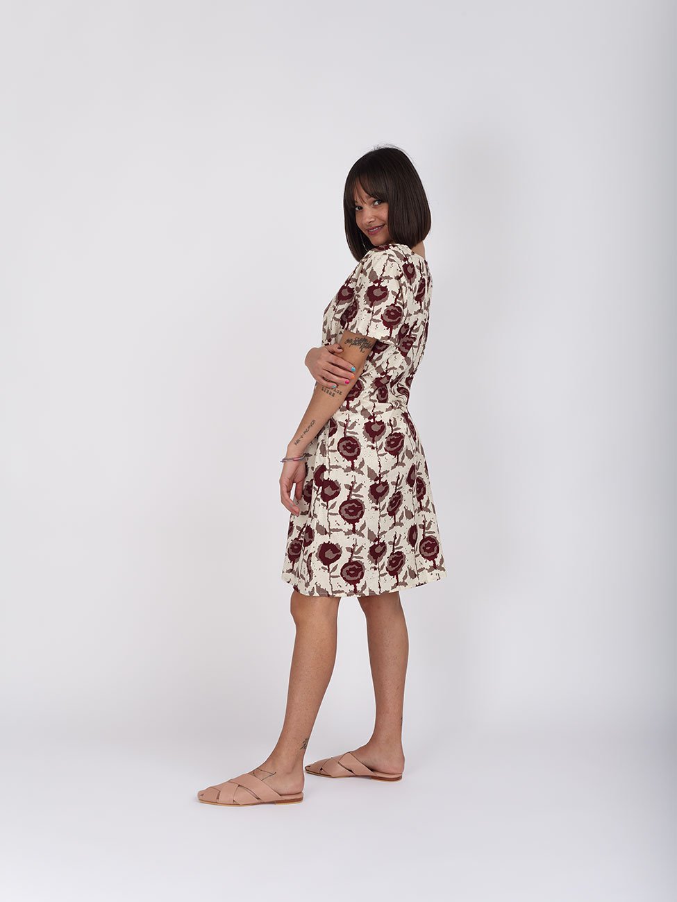 Vestito cotone Reverie cotone - bordeaux - Bijondo