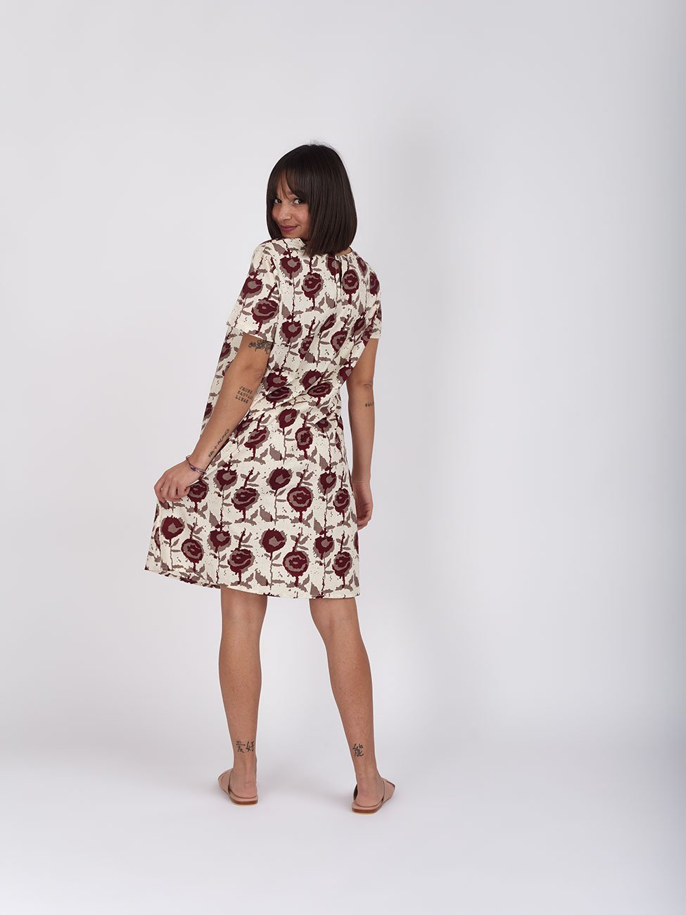 Vestito cotone Reverie cotone - bordeaux - Bijondo