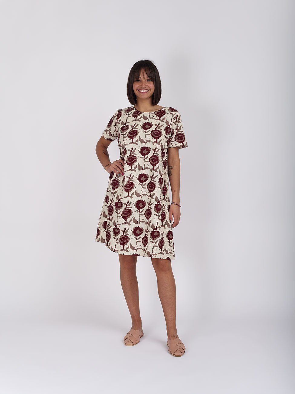 Vestito cotone Reverie cotone - bordeaux - Bijondo