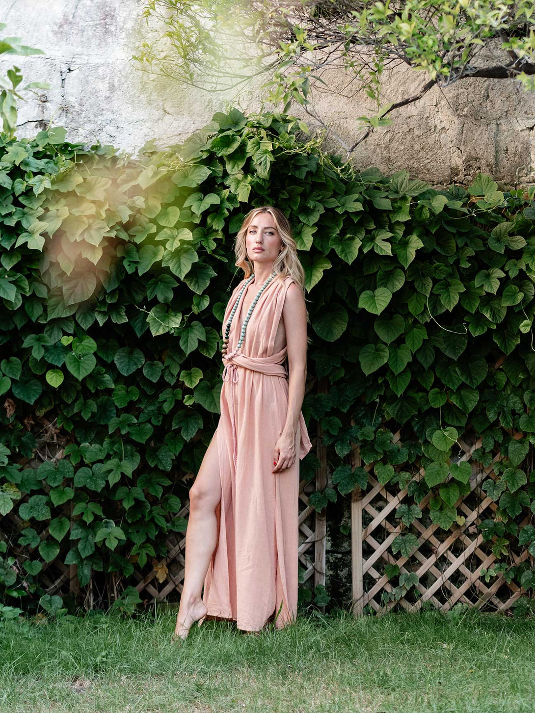 Vestito cotone greige trasformabile Livia-vestito-Bijondo-Bijondo