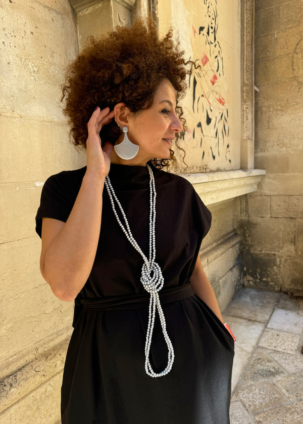 Vestito cotone, lungo con cintura Tina-Bijondo-Bijondo