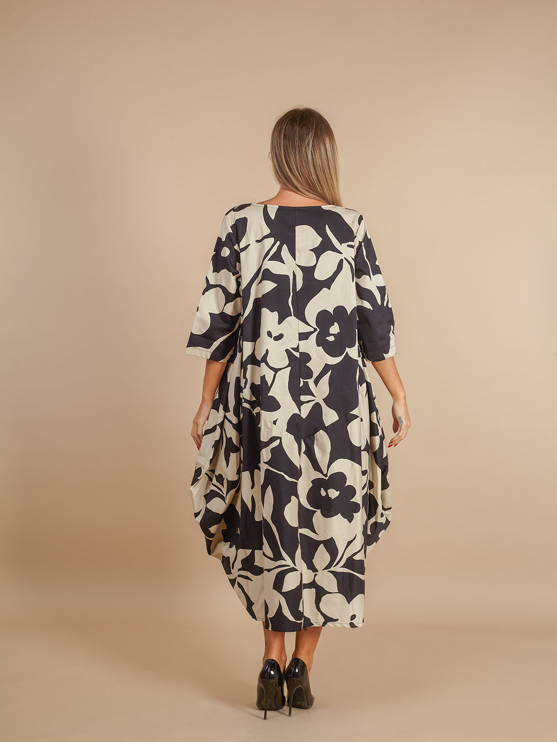 Vestito cotone lungo ovetto oversize fantasia Meg-vestito lungo-Bijondo-Bijondo