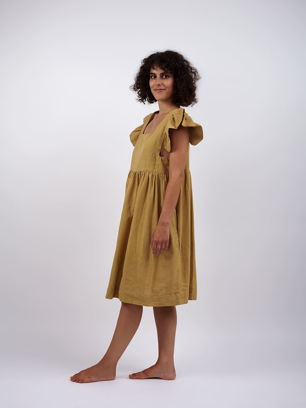 Vestito cotone mini Bharti - beige - Bijondo