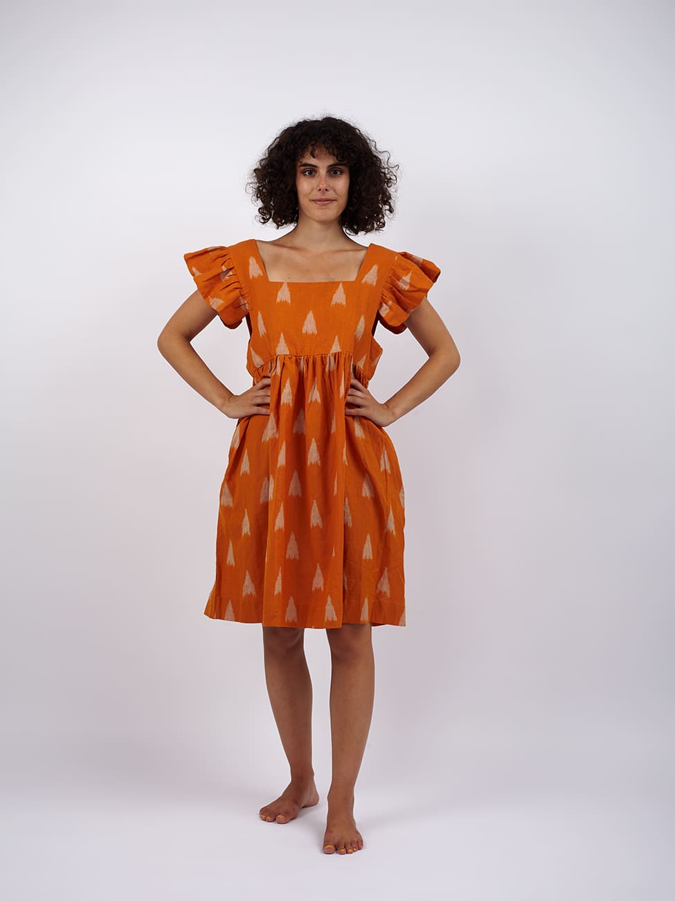 Vestito cotone mini Bharti - arancione - Bijondo