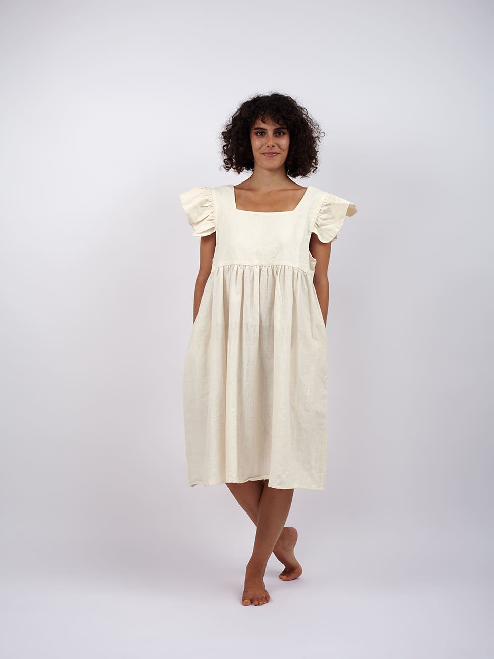 Vestito cotone mini Bharti - bianco - Bijondo