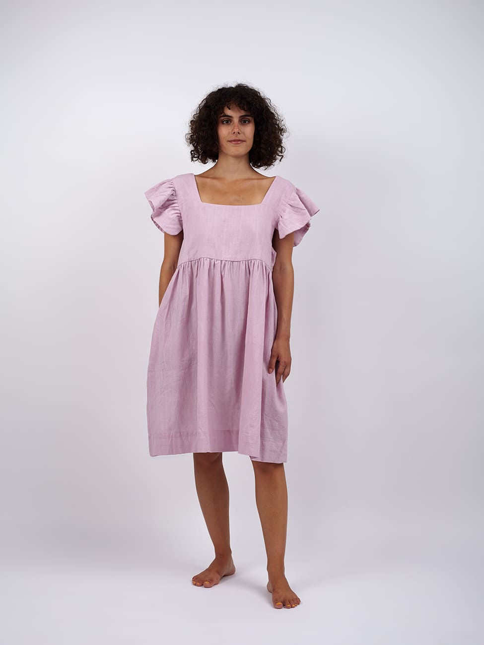 Vestito cotone mini Bharti - lilla - Bijondo